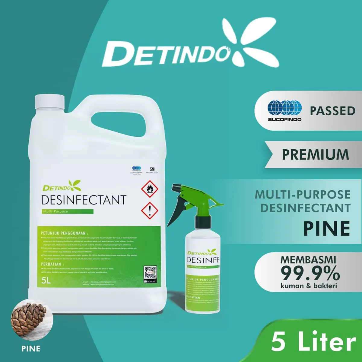 DISINFECTANT LAUNDRY DETINDO 5 liter - Pine/Antiseptic - Kimia dari Detindo di Laundry.co.id